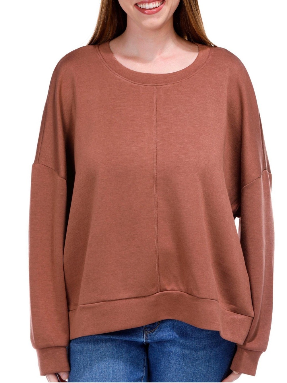 NWT Bunulu Relaxed Pullover Sweatshirt - Rust Brown Sizes M & L